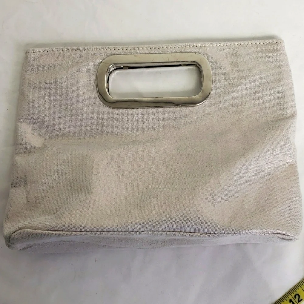 Metalic Silver Studded Evening Clutch Handbag 8x10 Magnetic Cose VGUC